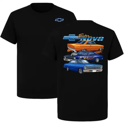 Super Nova Chevy 2 Sided T-Shirt, Retro Muscle Car Graphic Tee, Hot Rod Performa