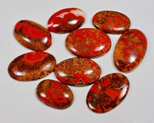 160 Ct Natural Bulk Lot Morocco Red Seam Agate Oval Cabochon Gemstone HX-196