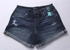 Silver Jeans Co. Women's Boyfriend Mid Rise Luxe Shorts EH6 Indigo Size 26 NWT