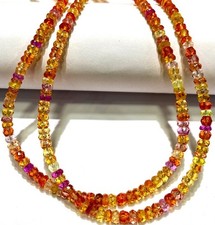 Padparadscha Sapphire Beads Faceted Rondelle Beads Orange Pink Gemstone Beads