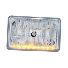 4" X 6" Crystal Headlight w/ 9 Amber LED Position Light - High Beam
