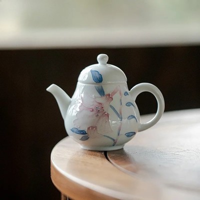 135ml Hand Drawn Lily Flower Teapot Traditional Tea Infuser Pot Tea Maker Kettle