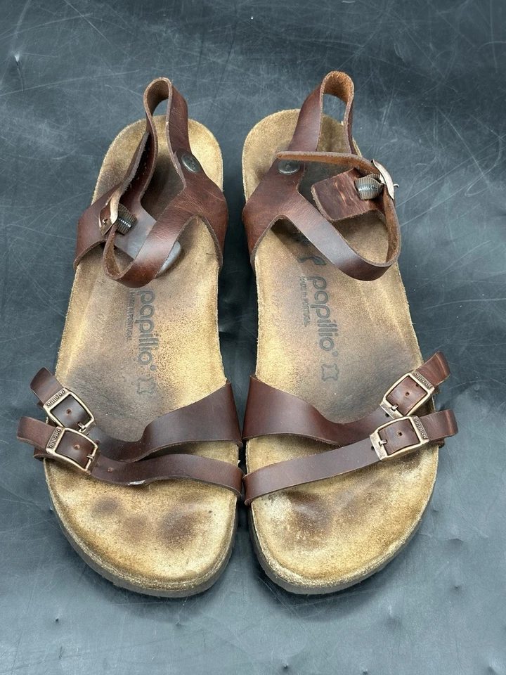 Sandalias de cuña Birkenstock Papillio Lana de dos correas marrón para mujer talla 12 Foto 3 de 4