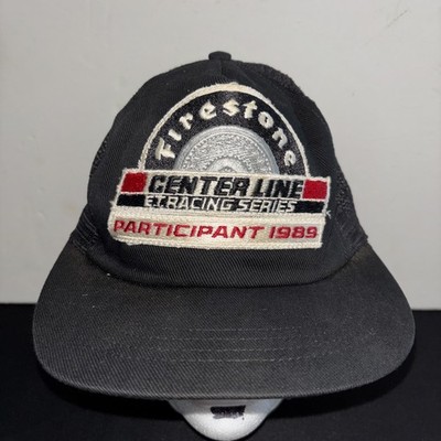 Firestone Centerline Racing Series Black Foam Mesh Trucker Hat 80s Vintage Hat