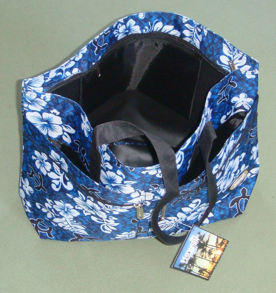 Hawaii Spirit Hawaiian Print Navy EcoBag Shopping Handbag Tote Travel Beach H05
