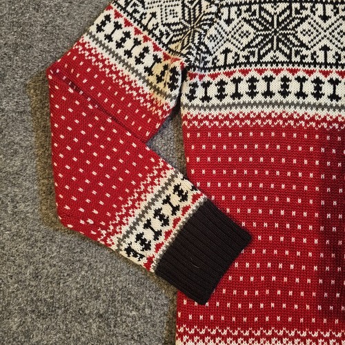 Icewear Cardigan Sweater Womens XS Red Black Wool Fair Isle Full Zip Casual Ski - Picture 5 of 12
