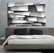 XXL LEINWAND BILD 160x95x5 MUSTER 3D SCHWARZ WEIß ABSTRAKT GEMÄLDE WANDBILD NEU