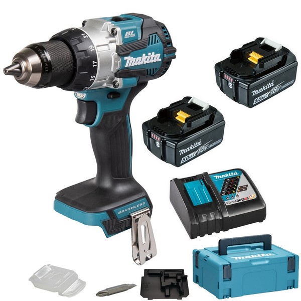 Makita Akku Schlagbohrschrauber Bohren Schrauben Makpac 18V 73Nm DHP489RTJ-image