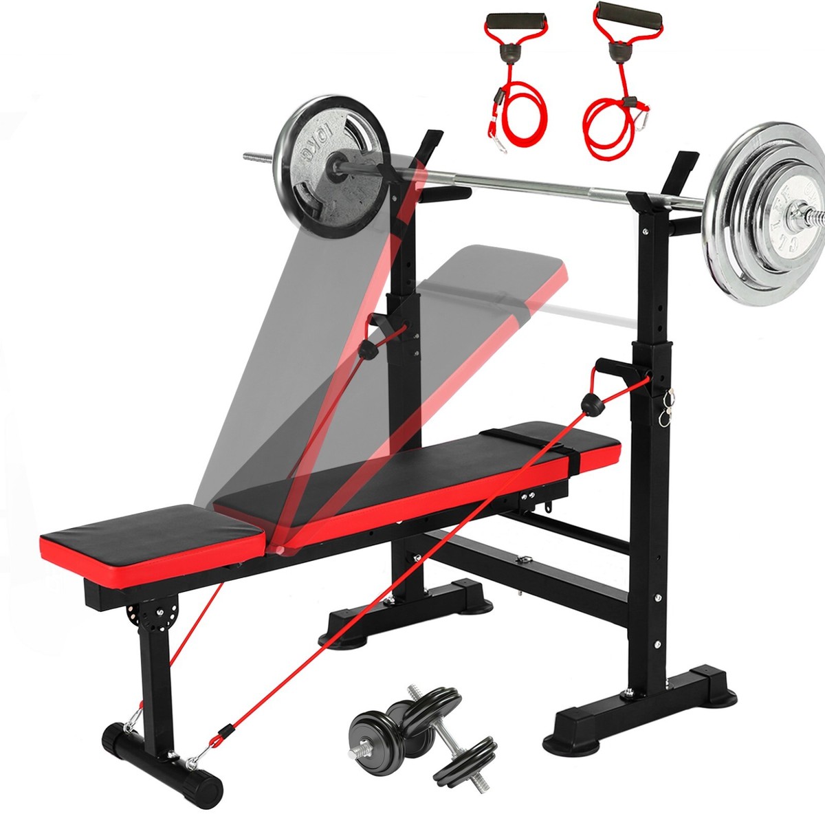 Adjustable Incline Seat Weight Bench Multi-Function Folding Fitness Barbell  Gym