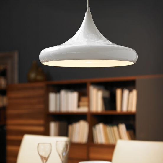 Lampadario Lela Sospensione Acciaio Bianco 60W Moderno Cucina Salone