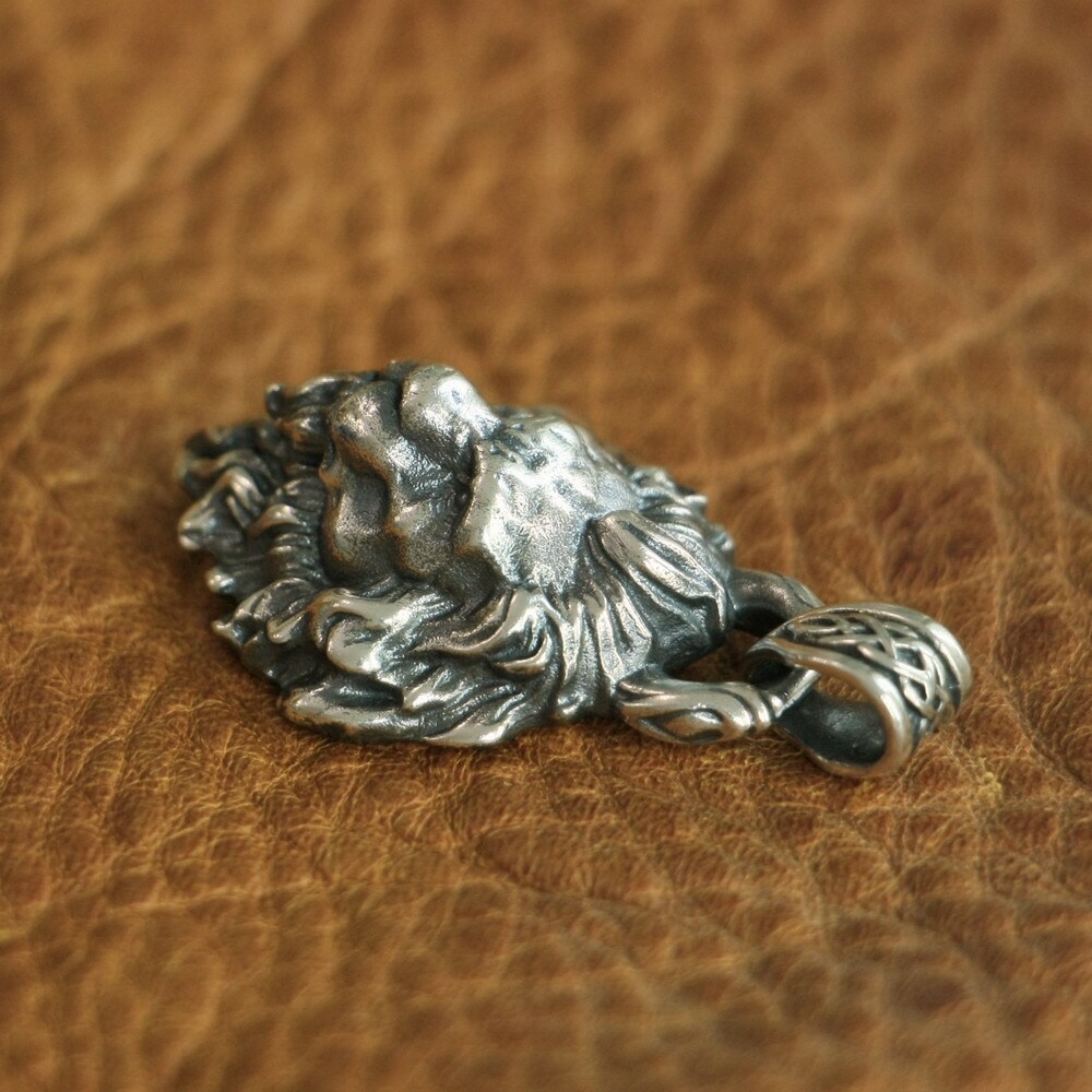 Details 925 Sterling Silver King of Lion Pendant Rock Punk