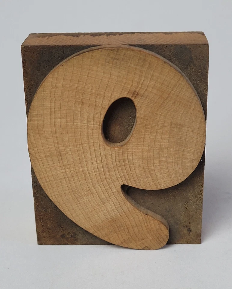 LARGE NUMBER "6 or 9" ANTIQUE LETTERPRESS VINTAGE WOODEN PRINT BLOCK STAMP 3"  - Image 2 of 4