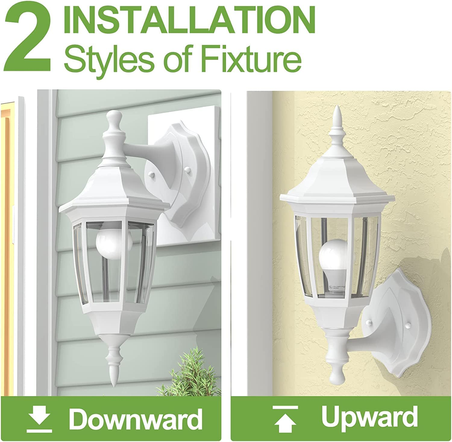 LED PORCH LIGHT White Exterior Wall Lights Fixtures Security Lamp 2