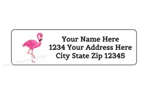 30 PINK FLAMINGO PERSONALIZED RETURN ADDRESS LABELS 1 in X 2.625 in