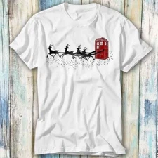 Doctor Who Christmas Police Phone Box Flying Deer Red T Shirt Meme Top Tee 1454