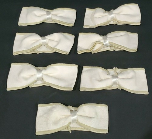 SERVIETTENRINGE 7er Set Beige Stoffschleife mit Band um die Mitte 4-1/8" x 1-7/8" - Bild 1 von 6