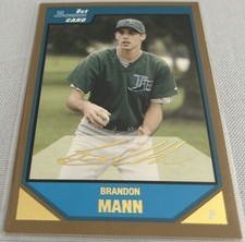 2007 Bowman Baseball Prospects Brandon Mann Tampa Bay Devil Rays 1st Bowman Gold