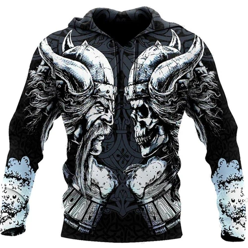 Herren Grafik Hoodie Wikinger Sweatshirt Oberteil Street Style Mode cool nordisches Design - Bild 16 von 36