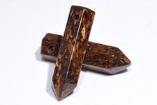 2 Pcs 30x8MM Toffee Bar Bronzite Healing Hexagonal Pointed AAA Natural Beads