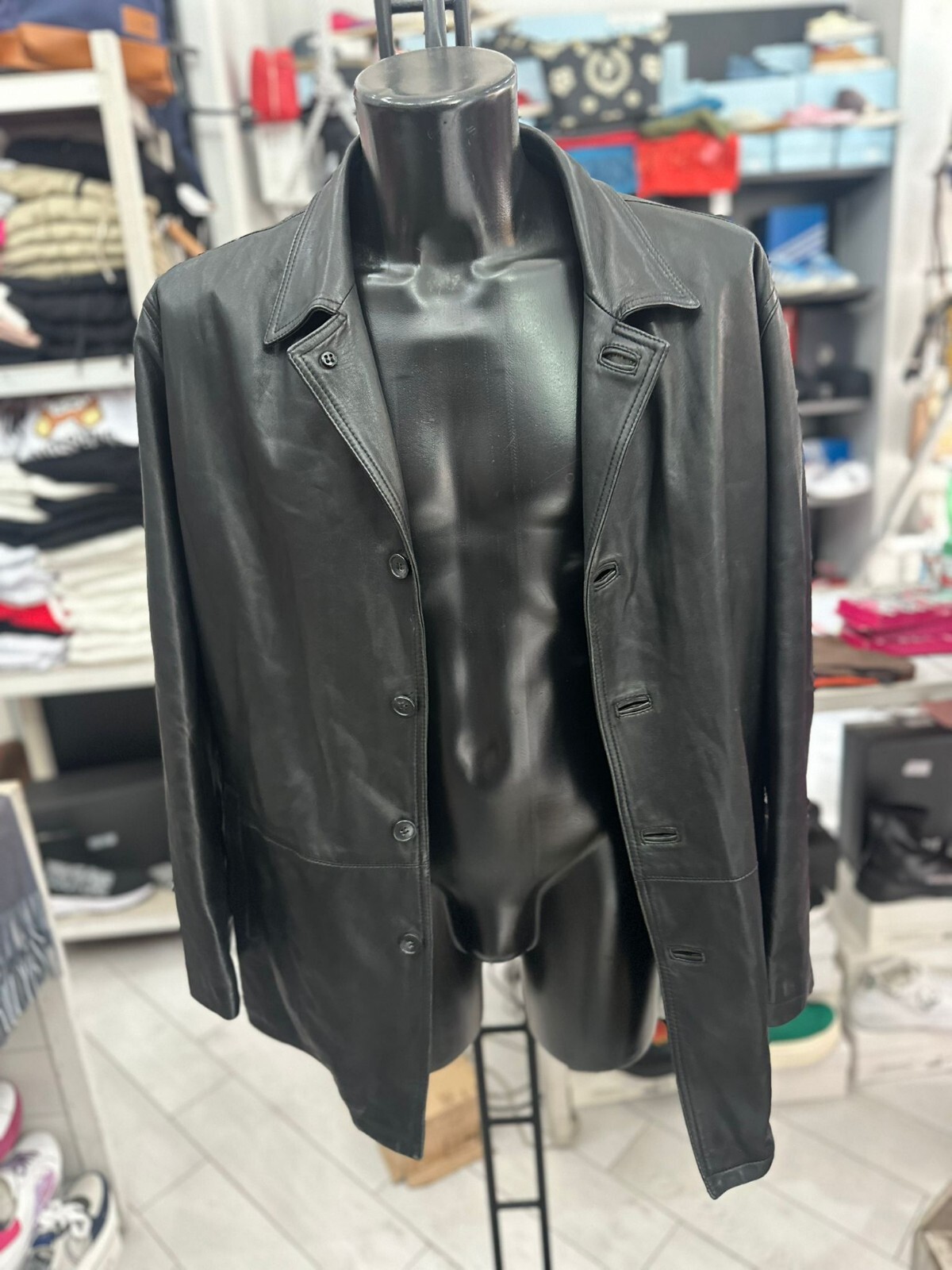 M.B. Men's Leather Jacket Size 54 Black LLV729