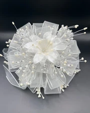Artificial Wedding Bridal Bouquet Ivory Ribbon Quinceanera Flower Bride Crystals