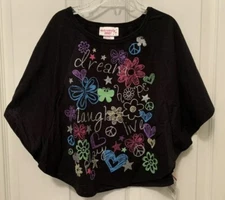 NEW WITH TAGS- Extremely Me Girls Size Medium (5/6) Black/Neon/Glitter Top