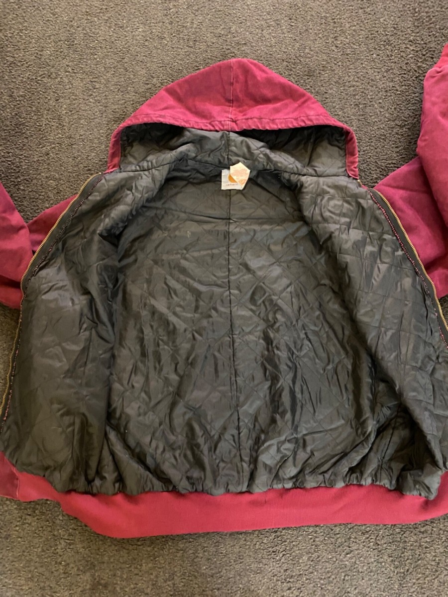 Vintage Carhartt JQ281 Jacket Burgundy Wine Red RARE Made in USA