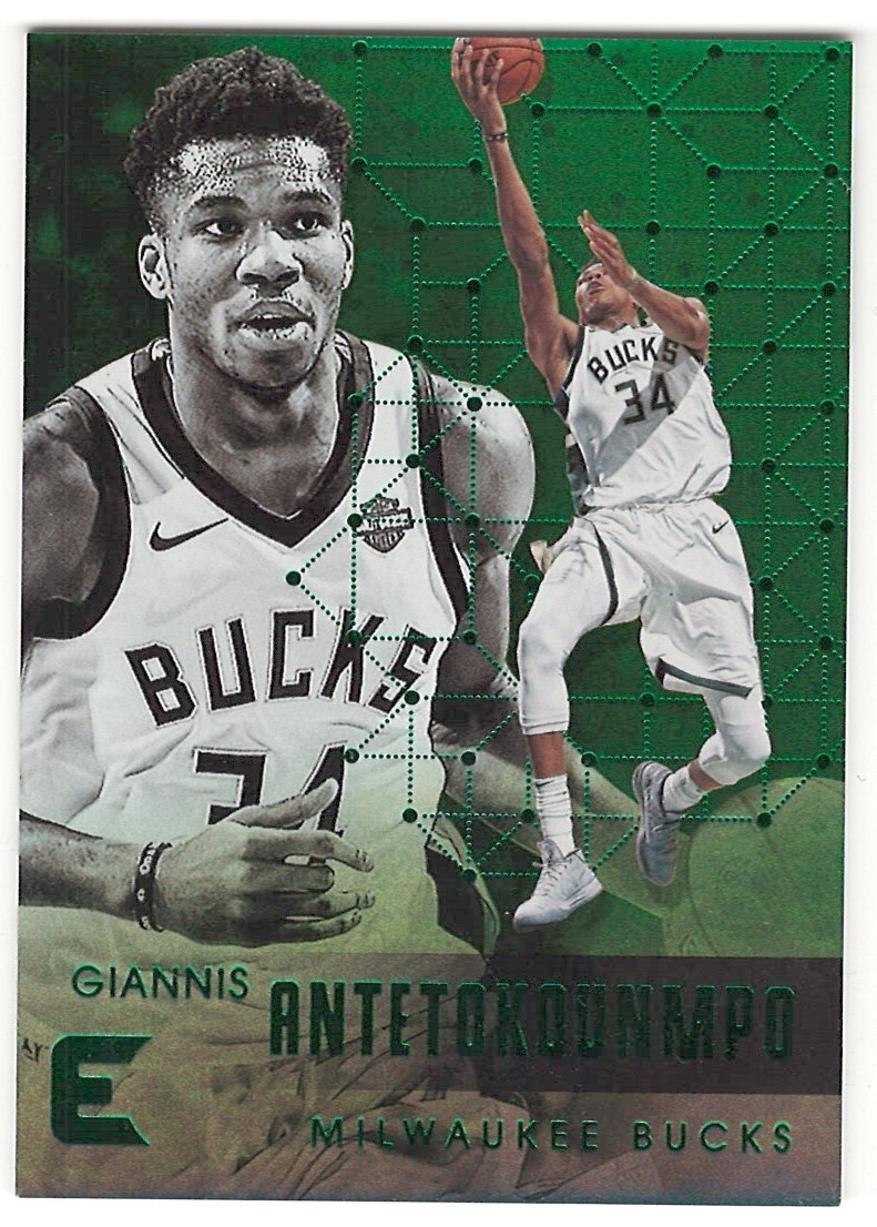 GIANNIS ANTETOKOUNMPO 2017-18 Panini Essentials GREEN Parallel MILWAUKEE BUCKS