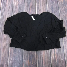 Madewell NEW NWT Womens XL Black Relaxed Fit Tulip Back Top