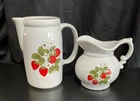 McCoy Strawberry  country pattern pottery  water pitcher and jug set