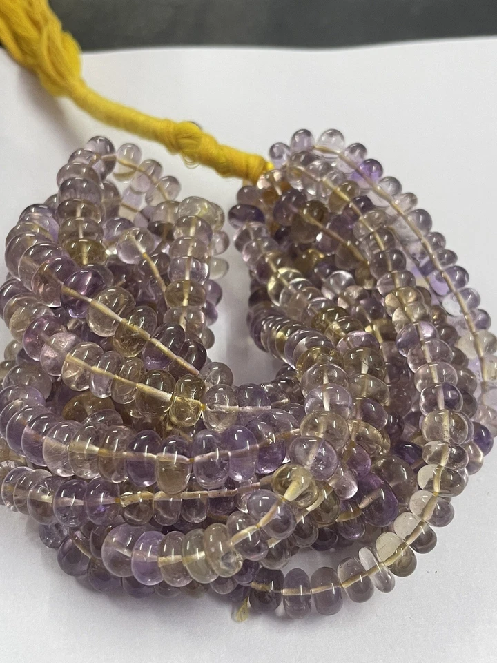 "Cuentas lisas de ametrino Rondelle piedras preciosas calidad AAA 16"" azul amarillo cuentas lisas" Foto 4 de 4