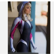 Spider-Gwen Stacy Jumpsuit Spider-Woman Zentai Tight Cosplay Costume 155-165cm