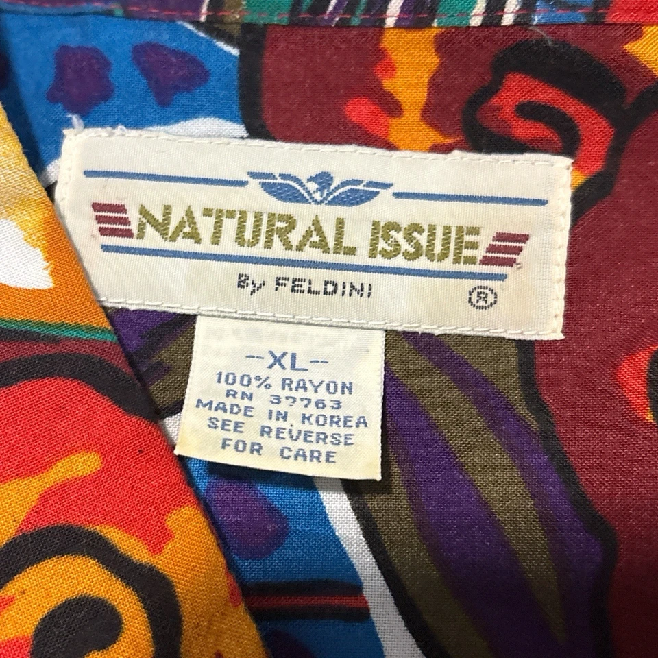 Camisa Hawaiana Vintage Edición Natural Para Hombres XL Colorida Tropical Abotonada Campamento Foto 2 de 2