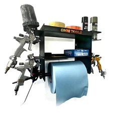 OMNI TOOLS Wall Mount Paper Towel Holder Rack Spray Gun Shelf – Black Steel