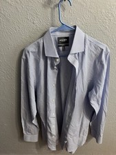 Bonobos Men's Tailored Slim Fit White Blue StripeCotton Button Front Size 17 35