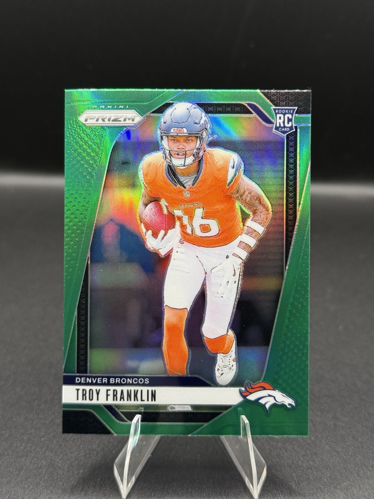 2024 Panini Prizm Green Refractor Troy Franklin #393 Denver Broncos (RC)