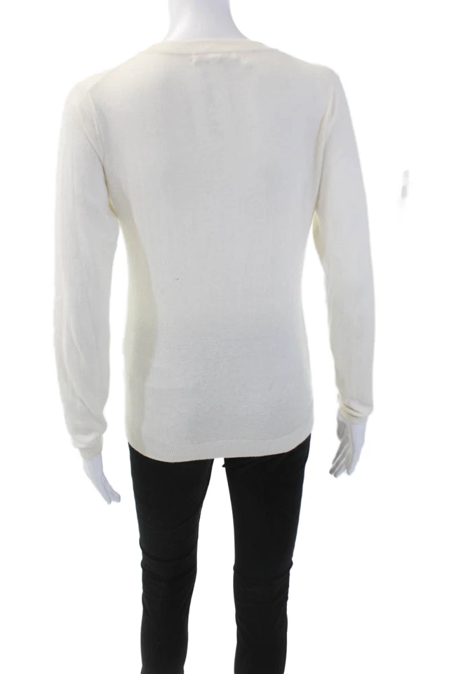 Sudadera Peter Millar Mujer Manga Larga Cuello en V Blanca Algodón Talla Extra Pequeña Foto 3 de 4