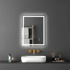 24x32'' LED Bathroom Mirror Wall Vanity Mirror Dimmable Anti-fog Front Backlit