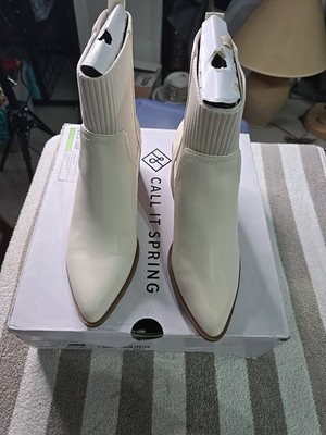 Call It Spring Theronn Ankle Bootie Women's Size 7 White Faux Leather Brand NIB