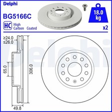 DELPHI BG5166C Brake Disc for AUDI,CUPRA,FORD,SEAT,SKODA,VW