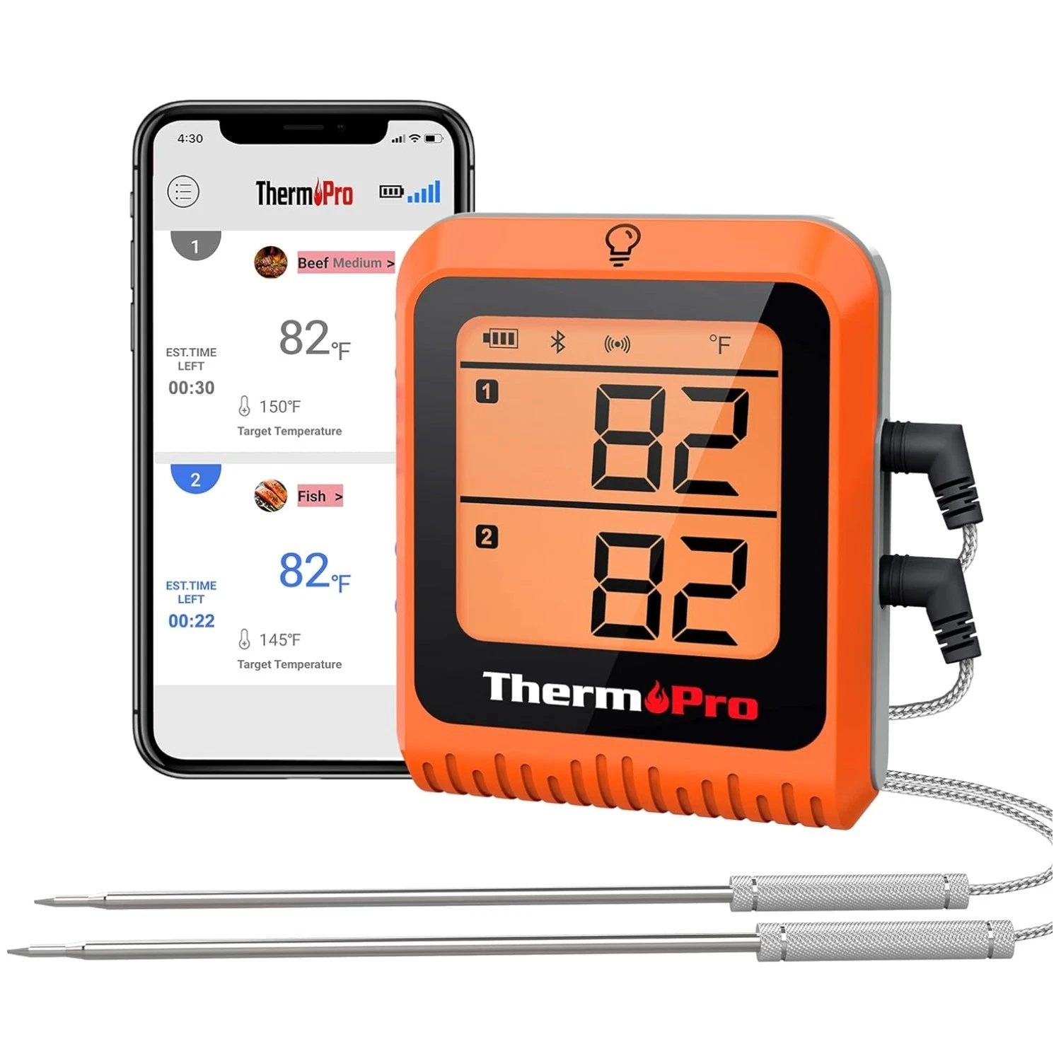 BBQ Oven Thermometer with 650 ft Wireless Range, Dual Probes
Opens in a new window or tab