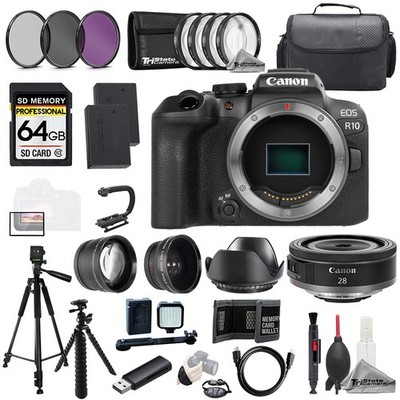 Canon EOS R10 + RF 28mm f/2.8 STM Lens+64GB+ExtBat+9PCFltr-MEGAKit