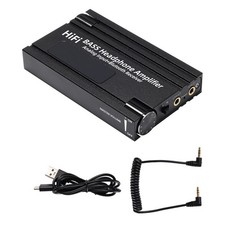Black HiFi BASS Headphone Amplifier 16-600Ω Earphone Rechargeable 3.5mm AUX