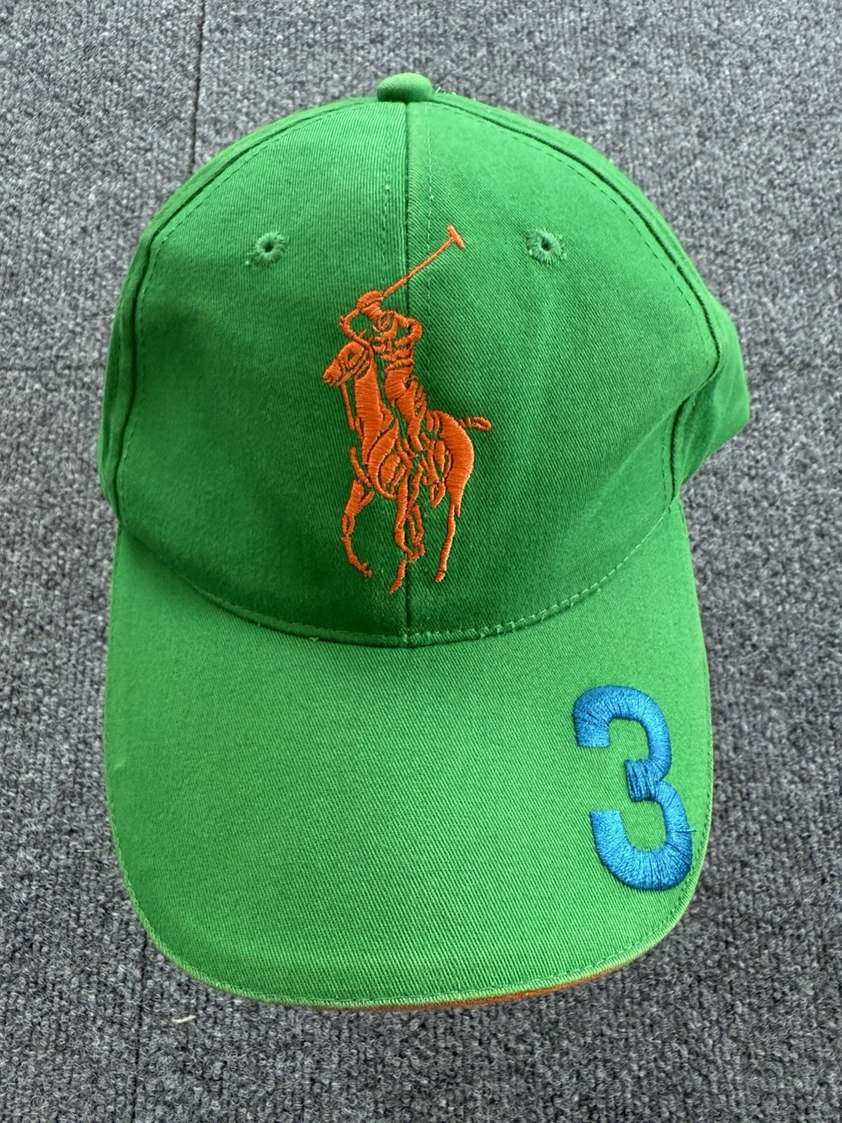 Cappello Polo Promo Ralph Lauren Fragrances Verde Arancione Big Pony #3 Ricamato OSFA