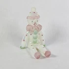 Vintage Fenton Glass Hand Painted Hearts Sitting Clown Iridescent