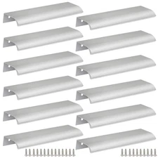Back Mount Finger Edge Pull 12 PCS 150mm 5.9 Inch Aluminum Silver Concealed
