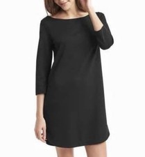Gap Black Shift Dress 3/4 Sleeve Boatneck Knee Length Stretch Women S 