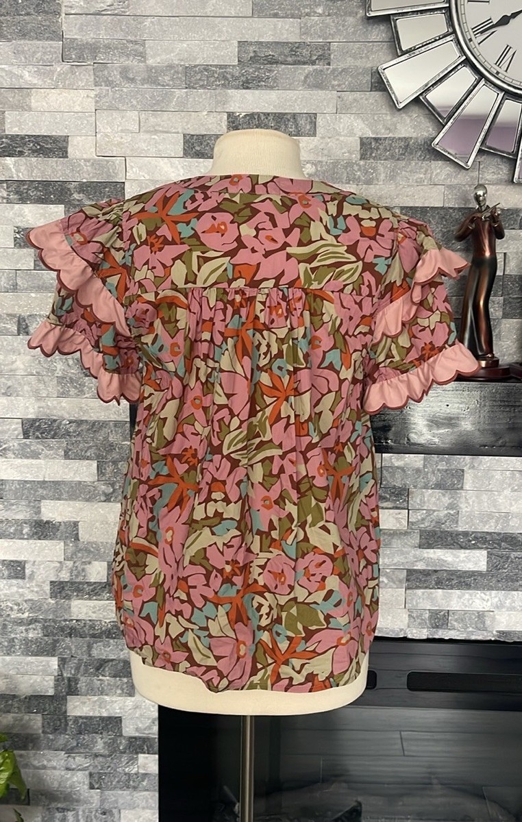 H Homebody Embroidered 100% Cotton Blouse Size M Boutique View 2