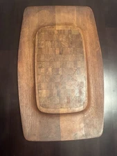 Dansk Teak Wood Tray Platter Cheese Cutting 18" Serving Board
