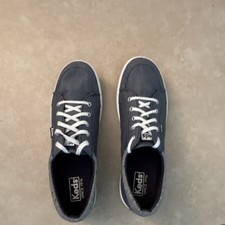 Keds Blue Canvas Lace Up Low Top Sneakers Logo Accent Rubber Outsole Solid